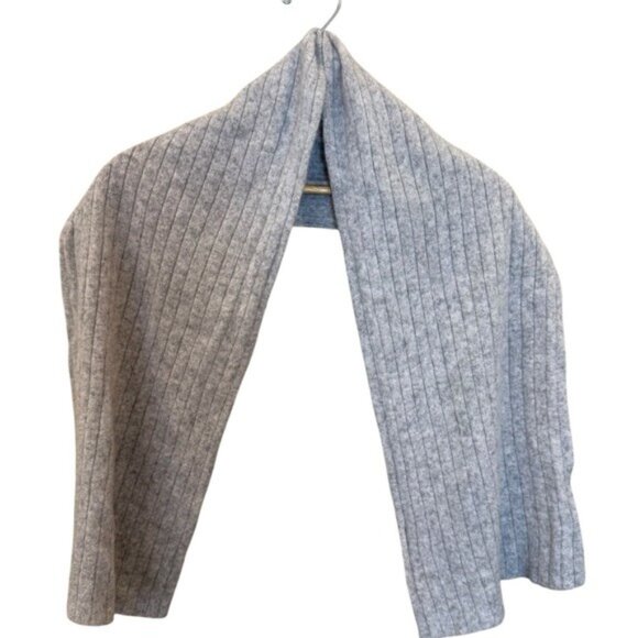 Charter Club 100% Cashmere Scarf Light Gray Wide Ribbed Unisex Quiet Luxury Warm - Picture 2 of 9
